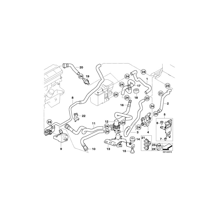 Genuine BMW 64216925234 E53 Hose F Add.Water Pump Snd Heat.Radiator (Inc.  & X5 3.0d) | ML Performance UK Car Parts