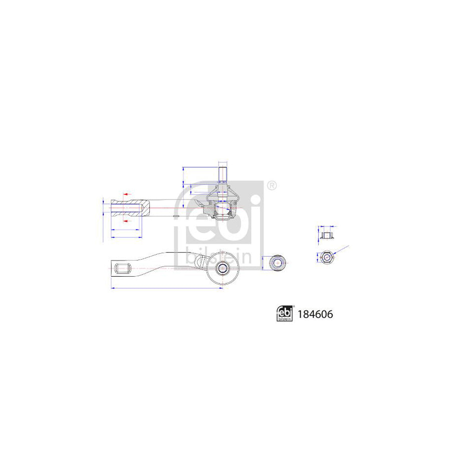 Febi Bilstein 184606 Track Rod End For Toyota Yaris I Hatchback (P1)