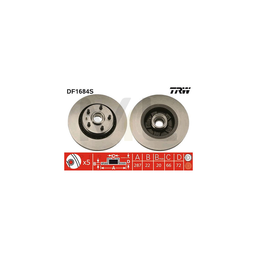 TRW DF1684S Brake Disc Vented | ML Performance Car Parts