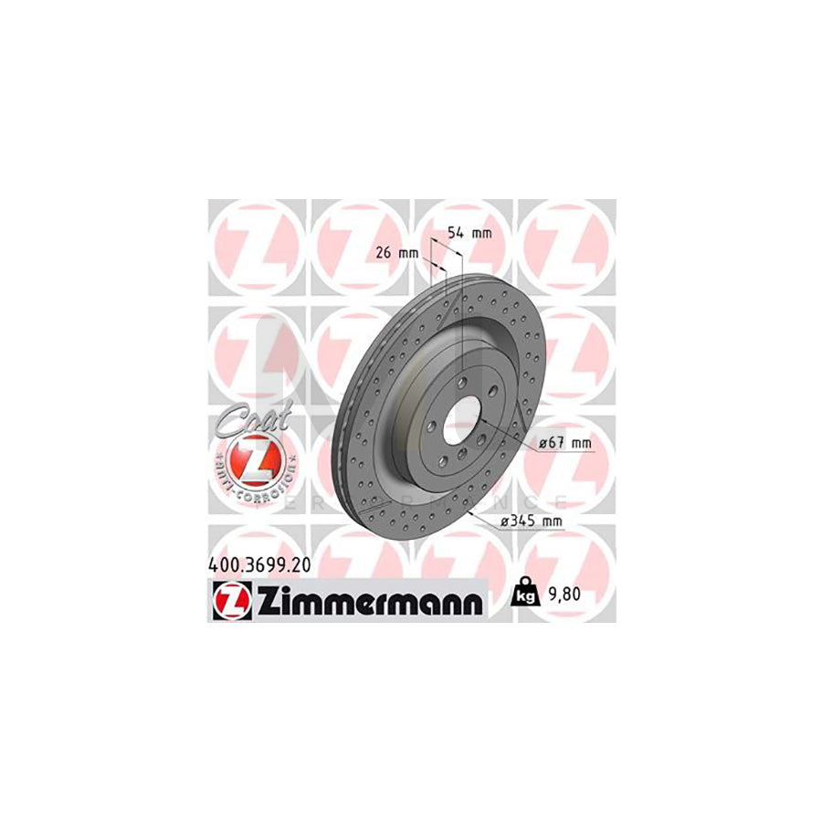 ZIMMERMANN COAT Z 400.3699.20 Brake Disc Internally Vented, Slotted / Perforated, Coated, High-carbon | ML Performance Car Parts