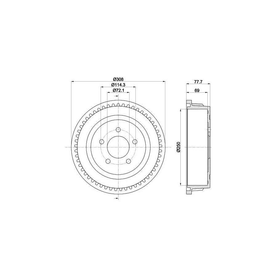 Hella 8DT 355 300-721 Brake Drum