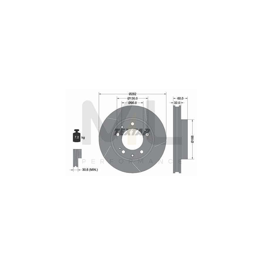 TEXTAR 92033300 Brake Disc for PORSCHE 928 Coupe Internally Vented, Slotted, without wheel hub, without wheel studs | ML Performance Car Parts