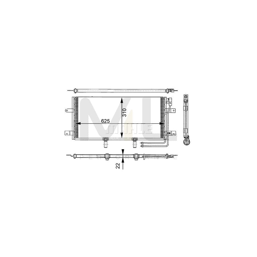 MAHLE ORIGINAL AC 332 000S Air conditioning condenser for VW TRANSPORTER without dryer, for vehicles with long front | ML Performance Car Parts