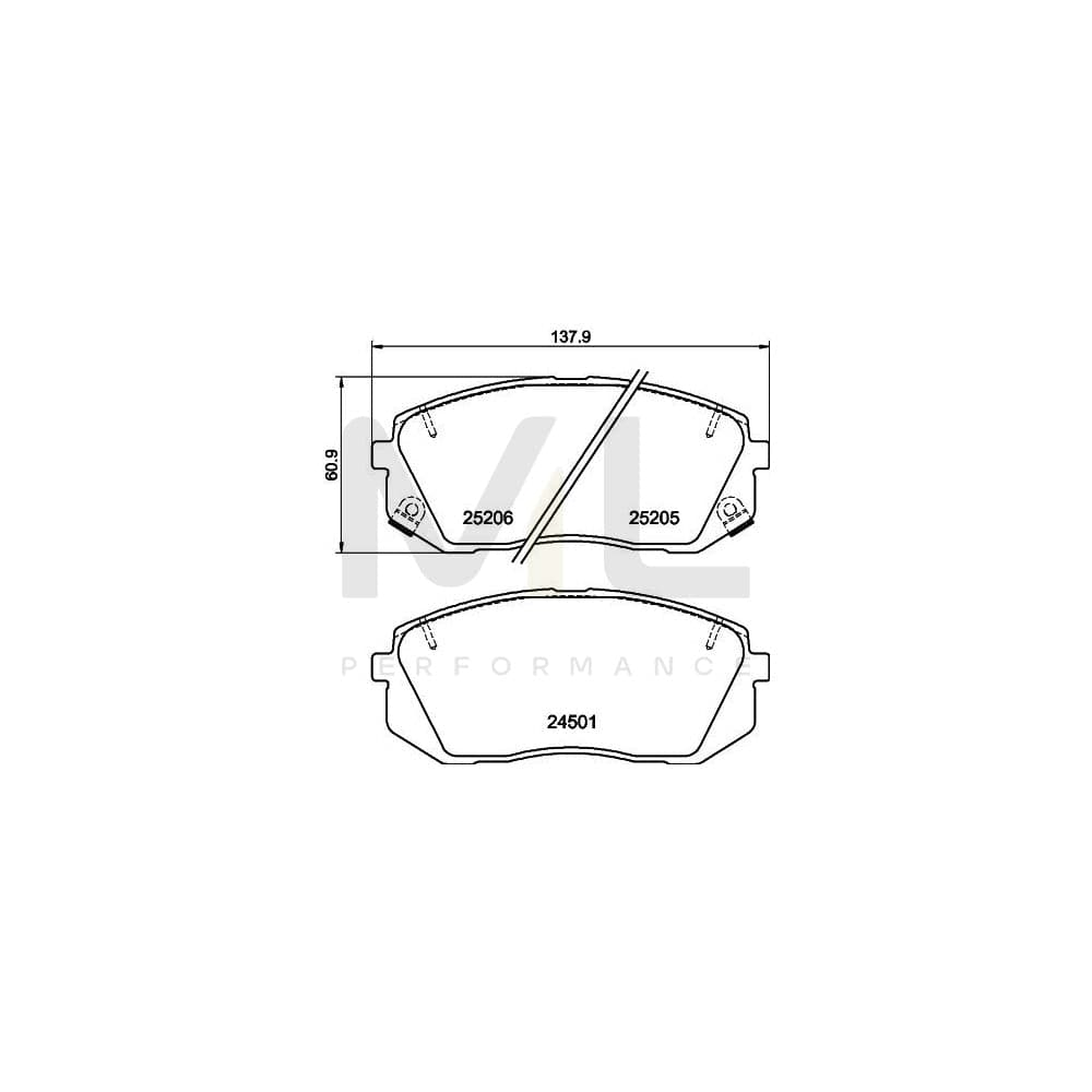 Hella 8DB 355 015-841 Brake Pad Set With Acoustic Wear Warning, With Accessories | ML Performance Car Parts