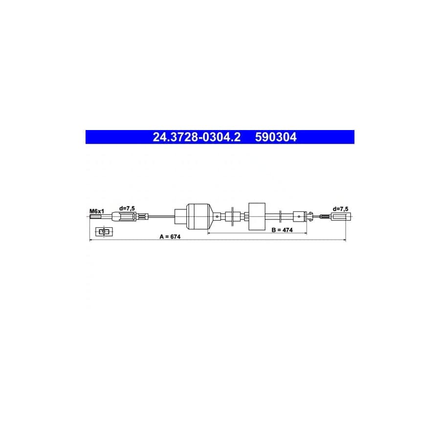 ATE 24.3728-0304.2 Clutch Cable For Citroen Bx