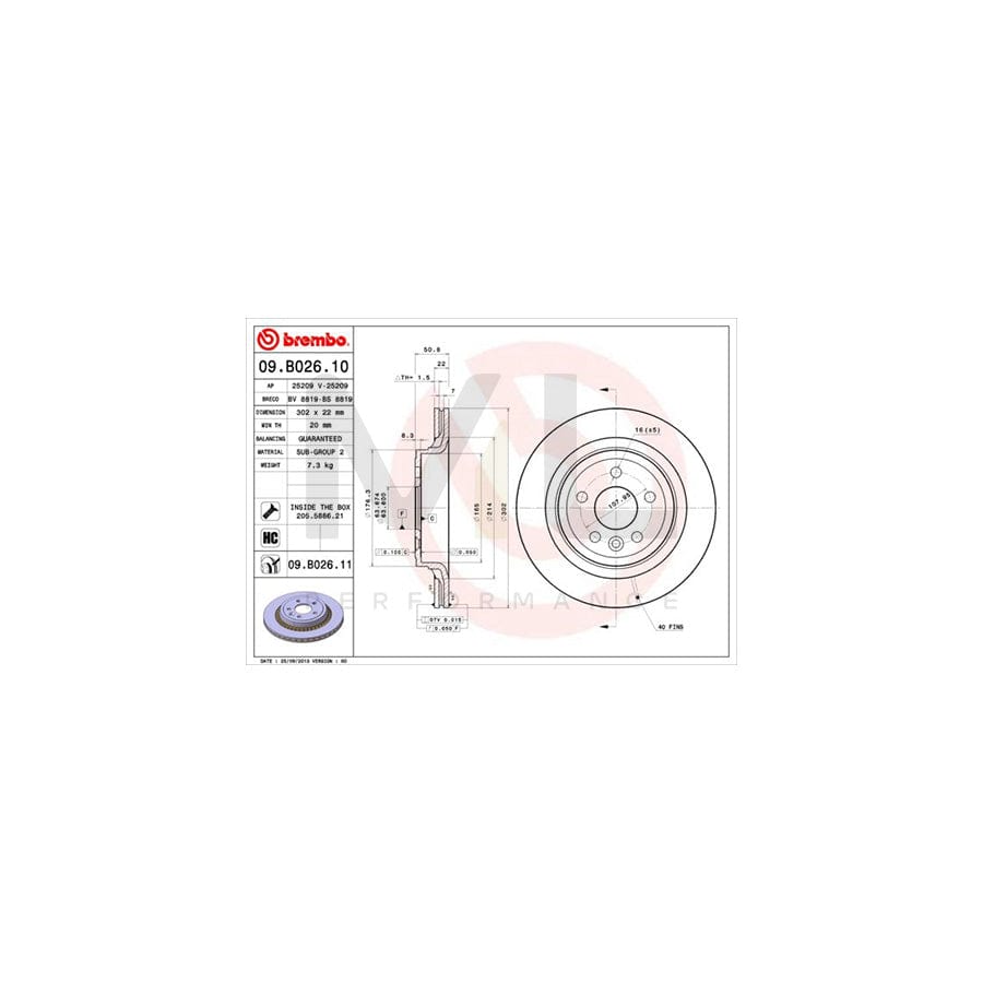 BREMBO 09.B026.10 Brake Disc for VOLVO XC60 I (156) Internally Vented, High-carbon, with bolts/screws | ML Performance Car Parts