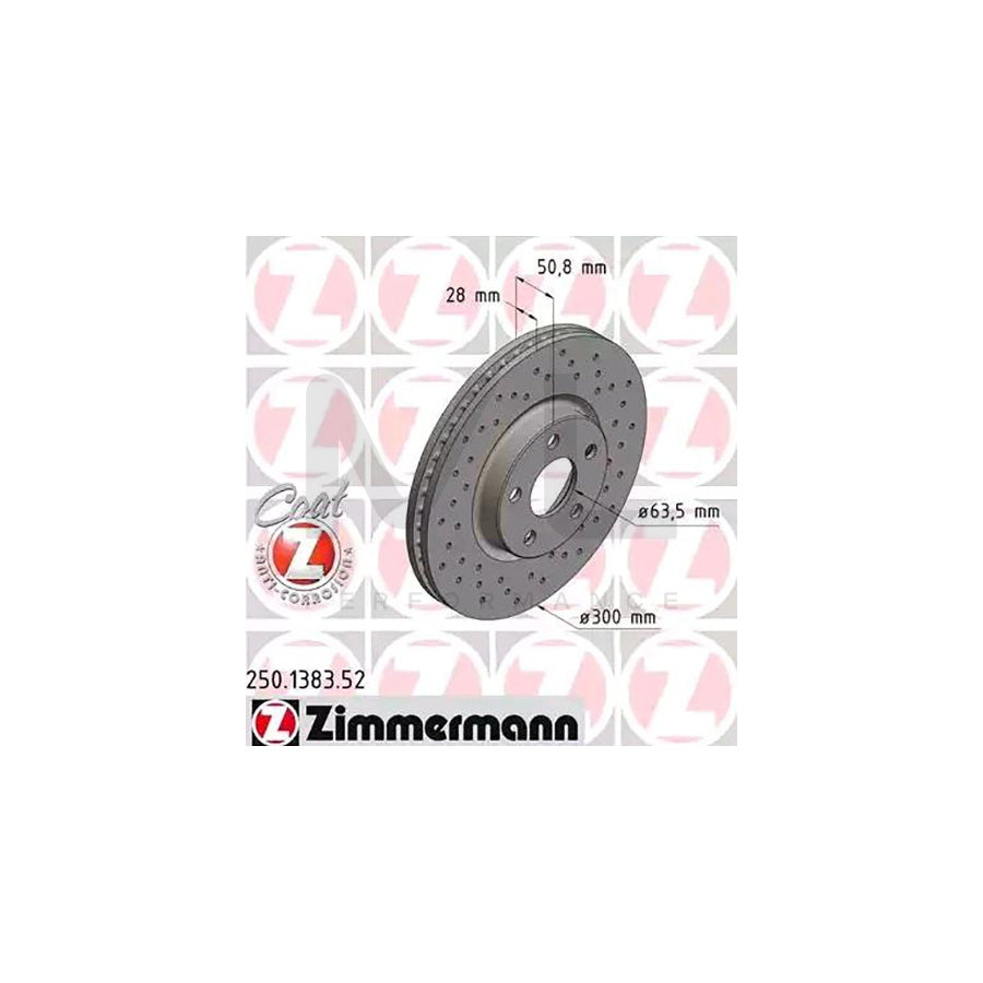 ZIMMERMANN SPORT COAT Z 250.1383.52 Brake Disc Internally Vented, Perforated, Coated | ML Performance Car Parts