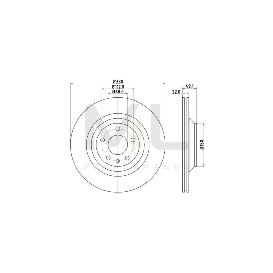 HELLA PRO High Carbon 8DD 355 128-321 Brake Disc for AUDI A6 Externally Vented, Coated, High-carbon, without wheel hub, without wheel studs | ML Performance Car Parts