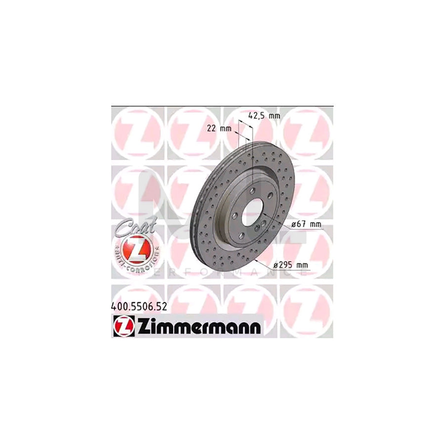 ZIMMERMANN SPORT COAT Z 400.5506.52 Brake Disc Internally Vented, Perforated, Coated | ML Performance Car Parts