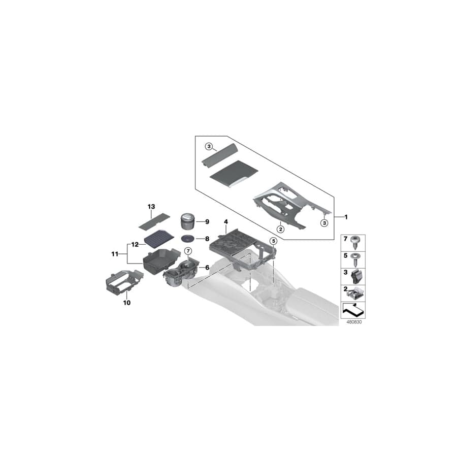 Genuine BMW 51166833815 G30 G31 F90 Compartment, Center Console, Front (Inc. 640iX, 525d & M5) | ML Performance UK Car Parts