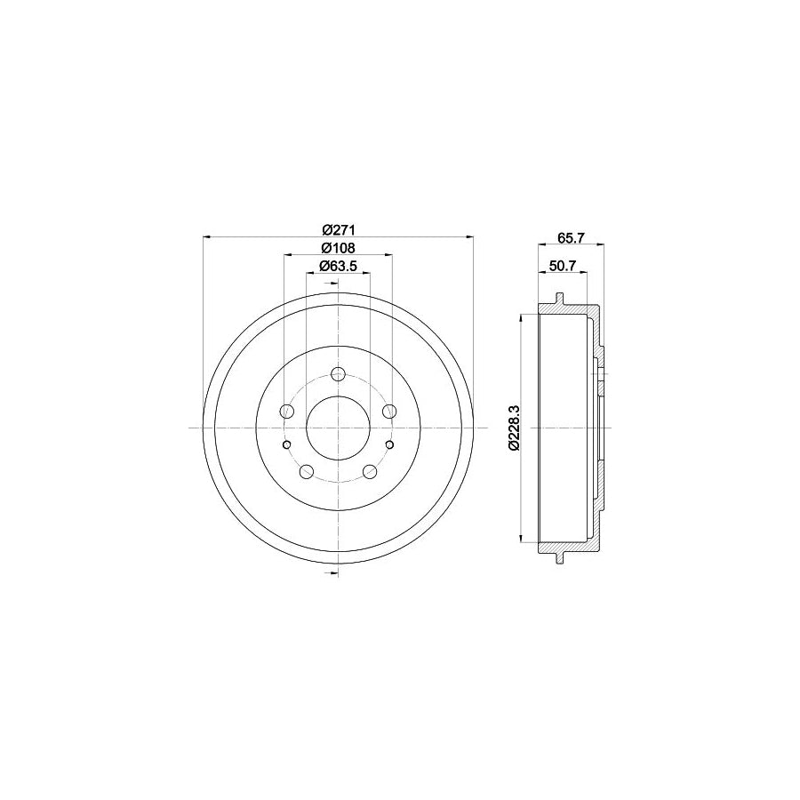 Hella 8DT 355 300-661 Brake Drum