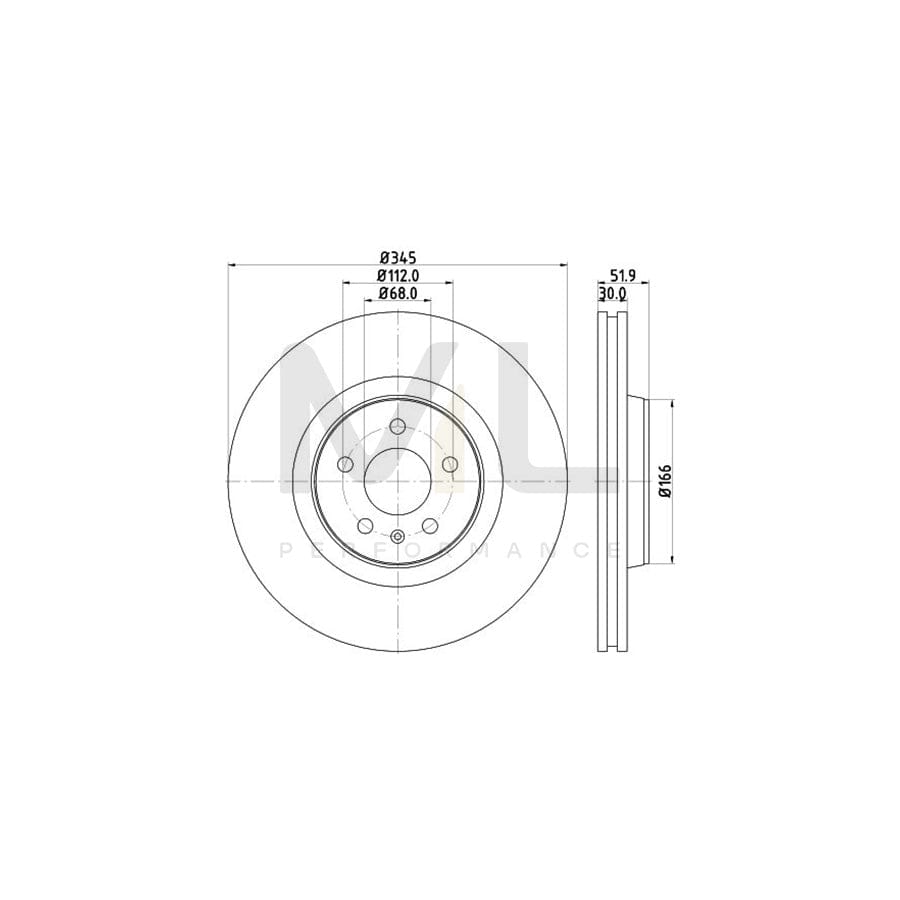 HELLA PRO 8DD 355 117-181 Brake Disc Internally Vented, Coated, without wheel hub, without wheel studs | ML Performance Car Parts