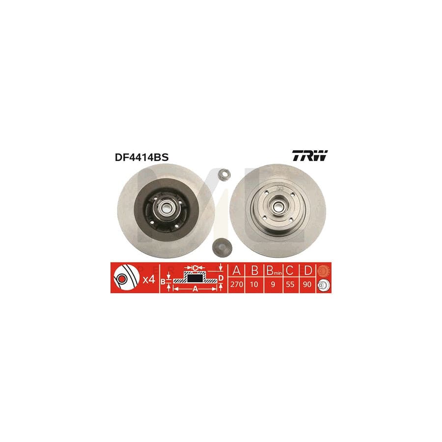 TRW DF4414BS Brake Disc Solid, with ABS sensor ring, with wheel bearing | ML Performance Car Parts