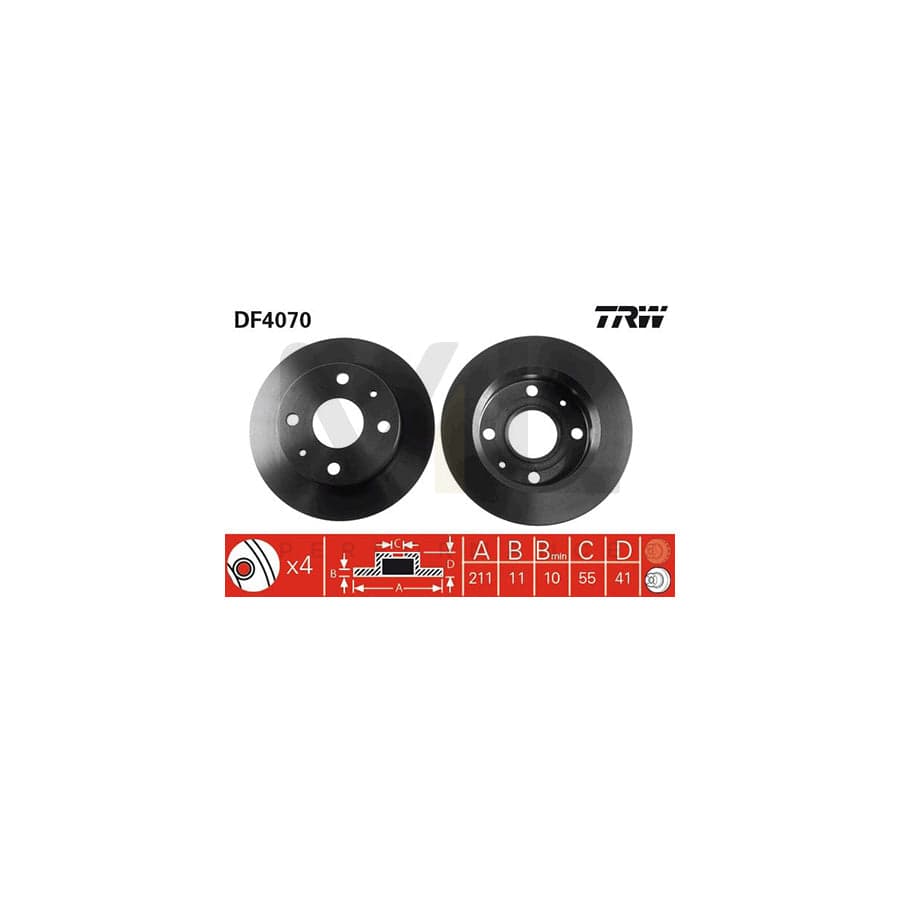 TRW DF4070 Brake Disc Solid, Painted | ML Performance Car Parts