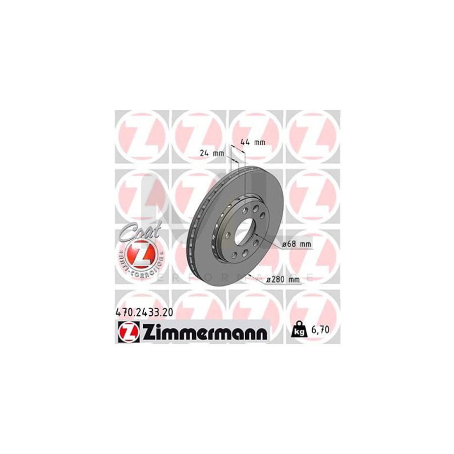 ZIMMERMANN COAT Z 470.2433.20 Brake Disc Externally Vented, Coated, High-carbon | ML Performance Car Parts