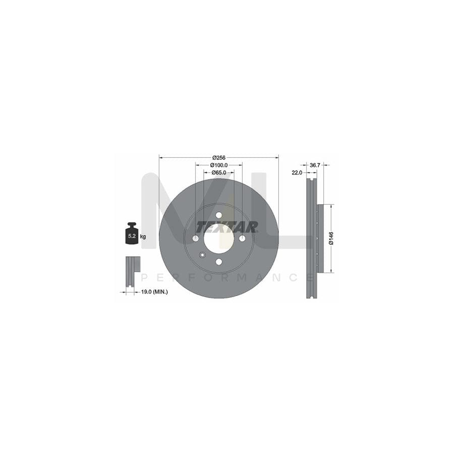 TEXTAR PRO 92287003 Brake Disc Externally Vented, Coated, without wheel hub, without wheel studs | ML Performance Car Parts