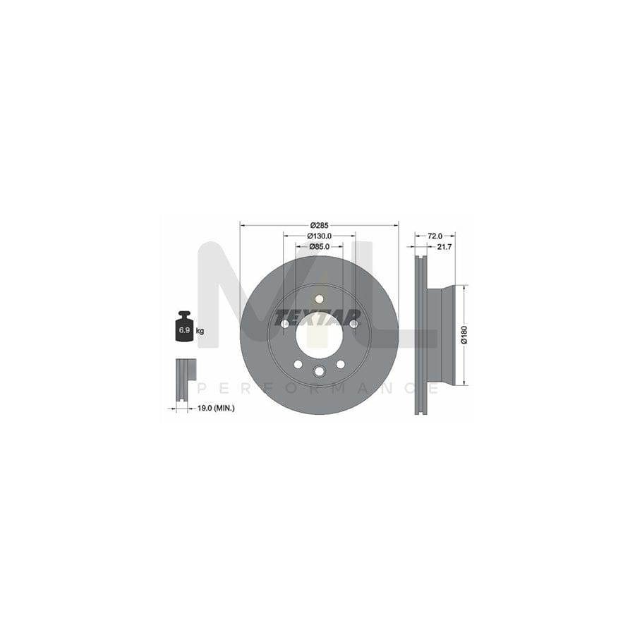 TEXTAR 93127800 Brake Disc Internally Vented, without wheel hub, without wheel studs | ML Performance Car Parts