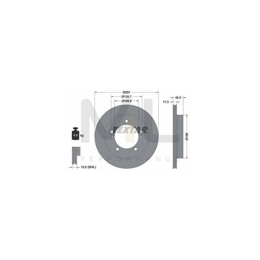 TEXTAR 92314103 Brake Disc Internally Vented, Coated, without wheel hub, without wheel studs | ML Performance Car Parts