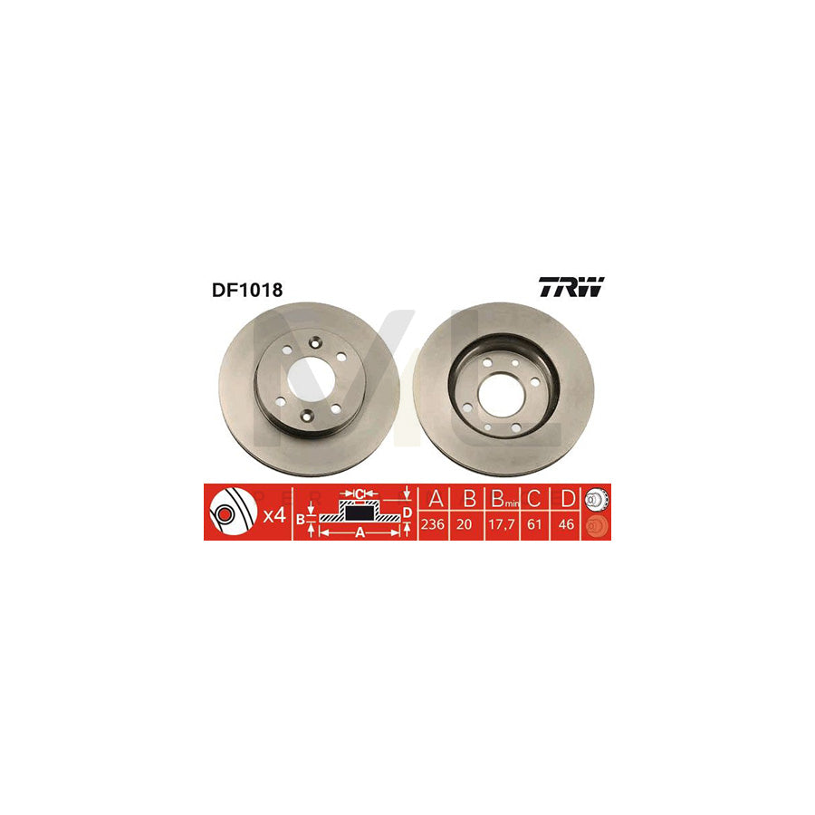 TRW DF1018 Brake Disc Vented | ML Performance Car Parts