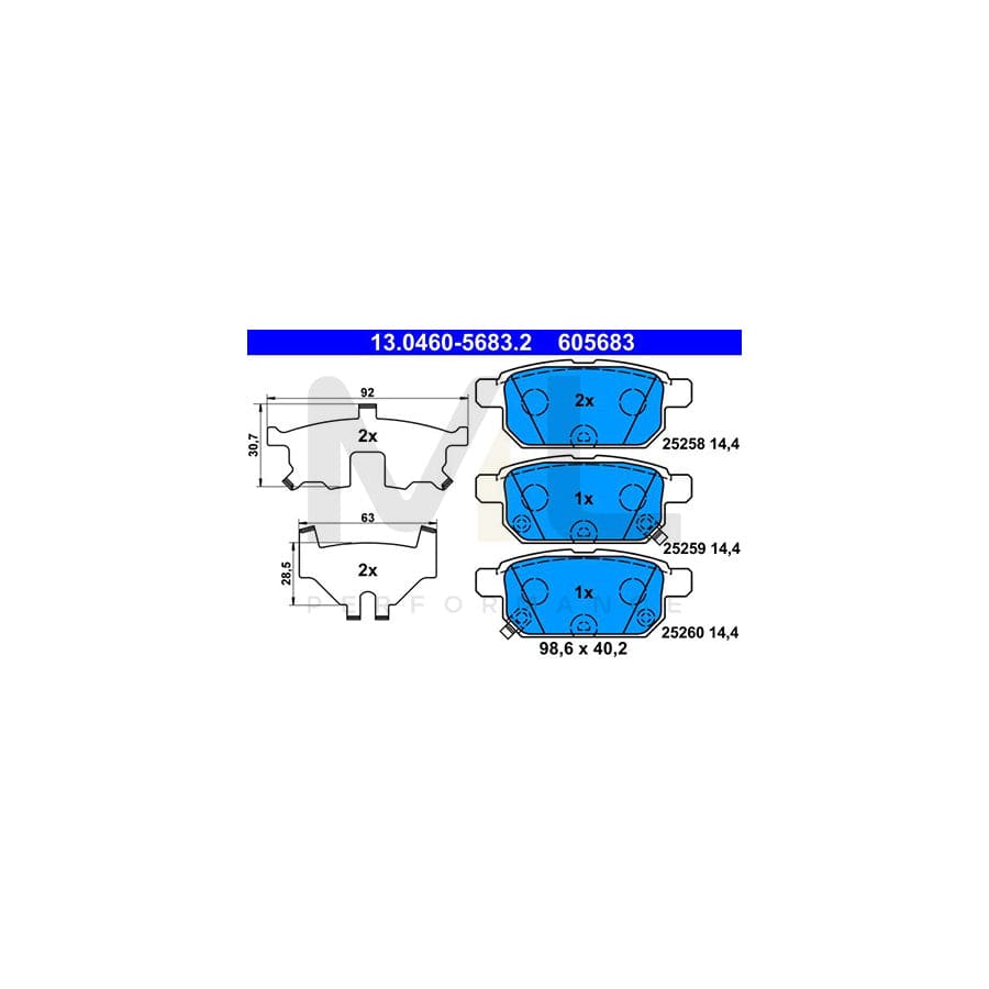 ATE 13.0460-5683.2 Brake pad set for SUZUKI Baleno II Hatchback (FW, EW) with acoustic wear warning, with anti-squeak plate | ML Performance Car Parts