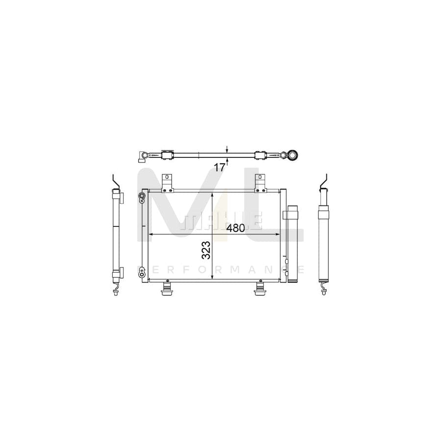MAHLE ORIGINAL AC 495 000S Air conditioning condenser for SUZUKI Swift III Hatchback (MZ, EZ) with dryer | ML Performance Car Parts