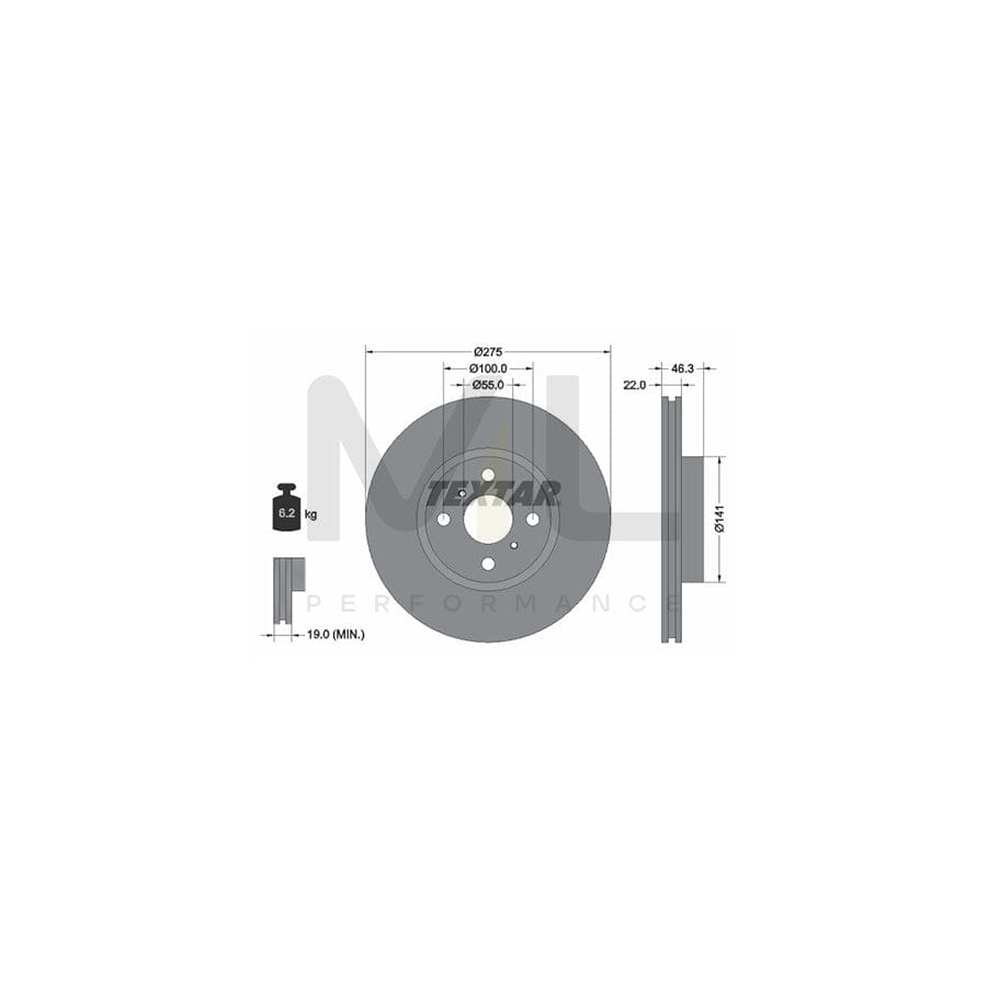 TEXTAR 92156200 Brake Disc Internally Vented, without wheel hub, without wheel studs | ML Performance Car Parts