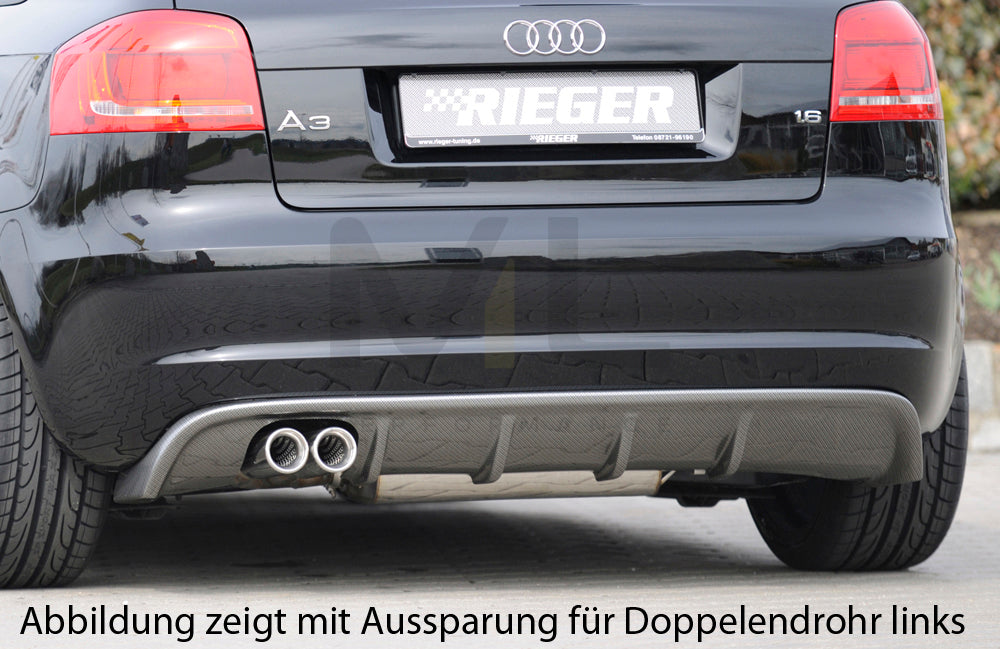 Rieger 00099129 Audi 8P A3 Rear Diffuser 4 | ML Performance UK Car Parts