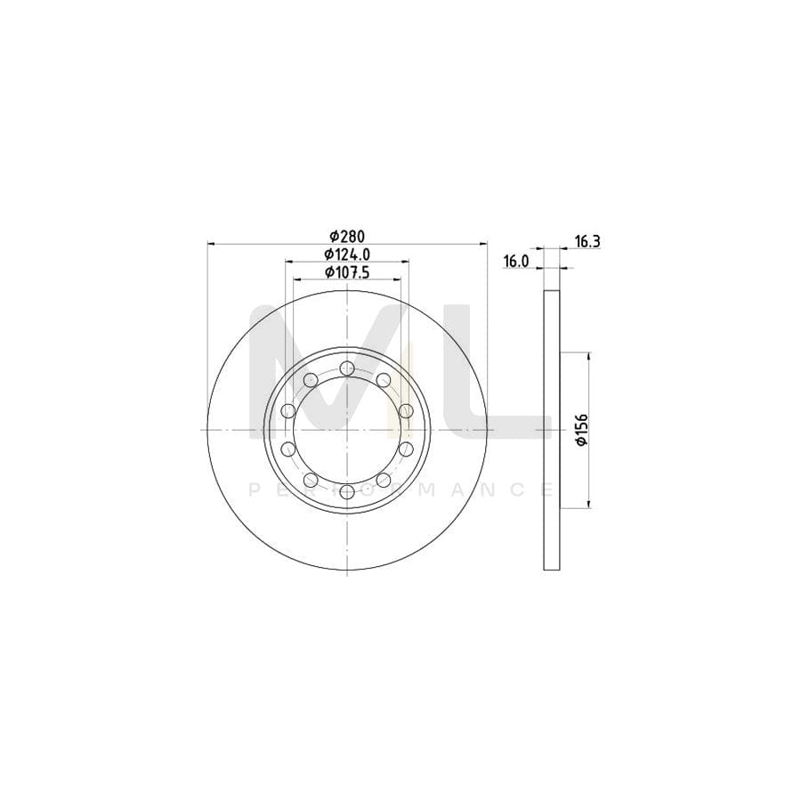 HELLA 8DD 355 113-291 Brake Disc for FORD TRANSIT Solid, without wheel hub, without wheel studs | ML Performance Car Parts