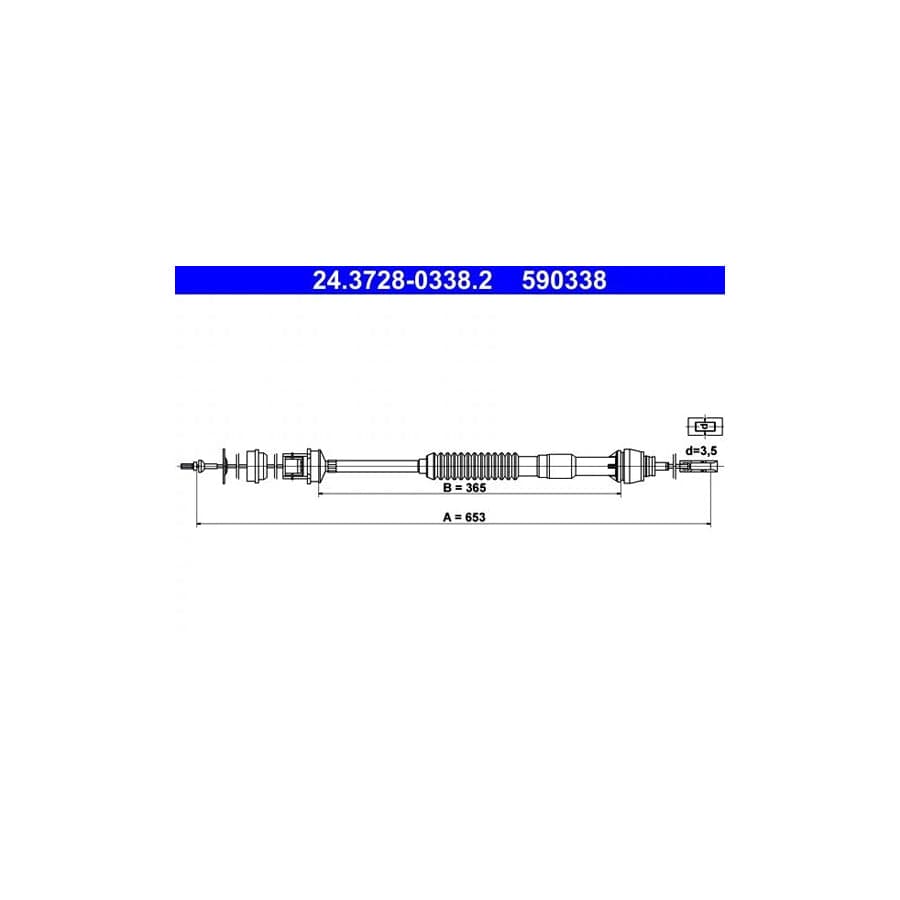 ATE 24.3728-0338.2 Clutch Cable