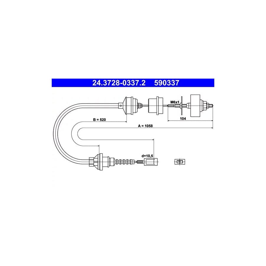 ATE 24.3728-0337.2 Clutch Cable