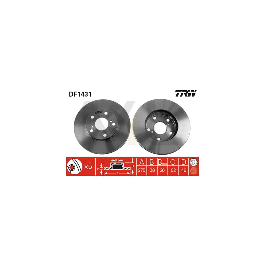 TRW DF1431 Brake Disc Vented, Painted | ML Performance Car Parts