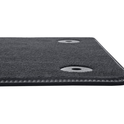 GENUINE FORD 2399653 FOCUS PREMIUM VELOURS FLOOR MATS FRONT, BLACK WITH GREY STITCHING | ML Performance UK