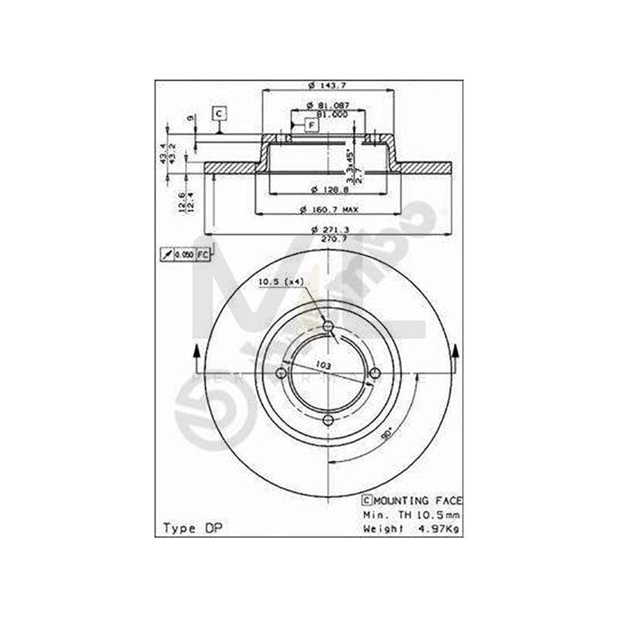 BREMBO 08.3956.10 Brake Disc Solid | ML Performance Car Parts