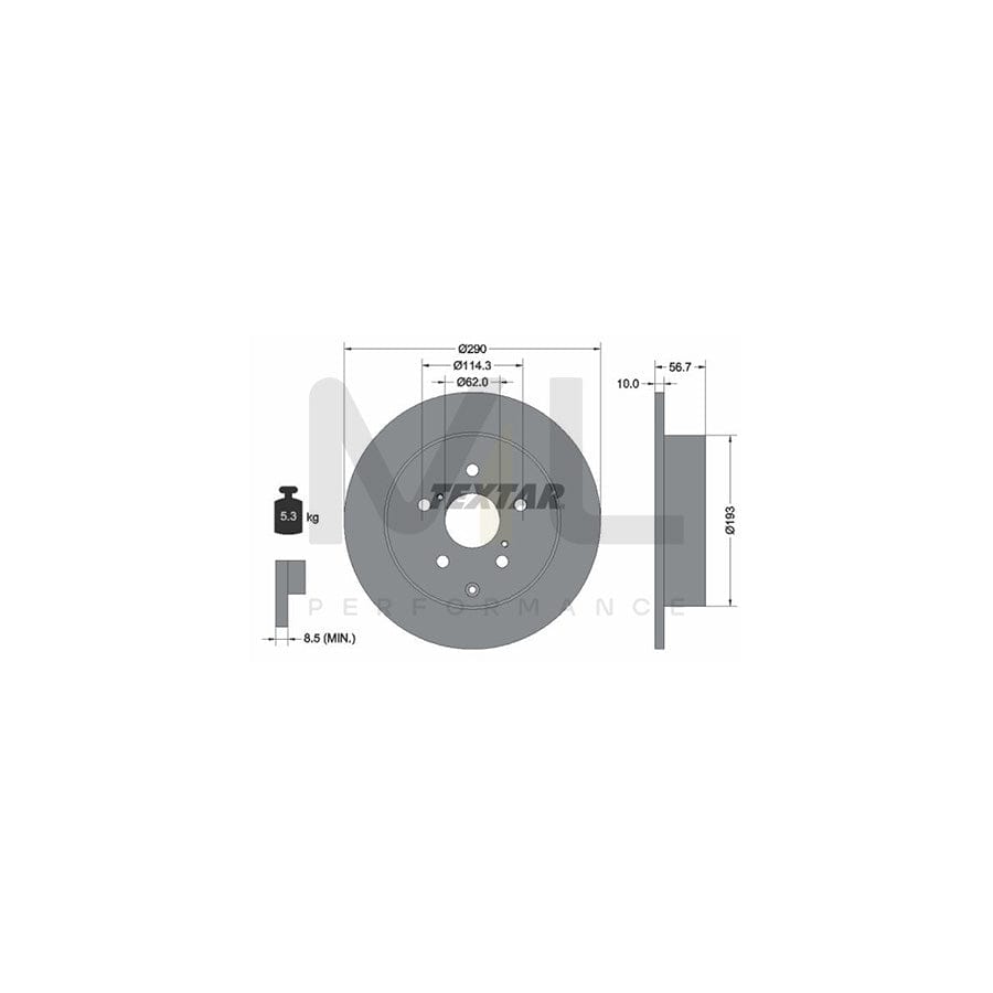 TEXTAR 92164800 Brake Disc for TOYOTA Corolla Verso (AR10) Solid, without wheel hub, without wheel studs | ML Performance Car Parts