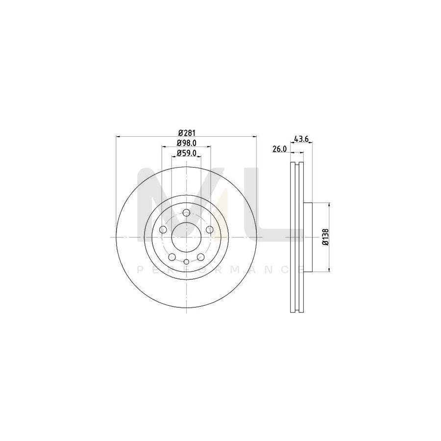 HELLA PRO 8DD 355 104-451 Brake Disc Internally Vented, Coated, without wheel hub, without wheel studs | ML Performance Car Parts