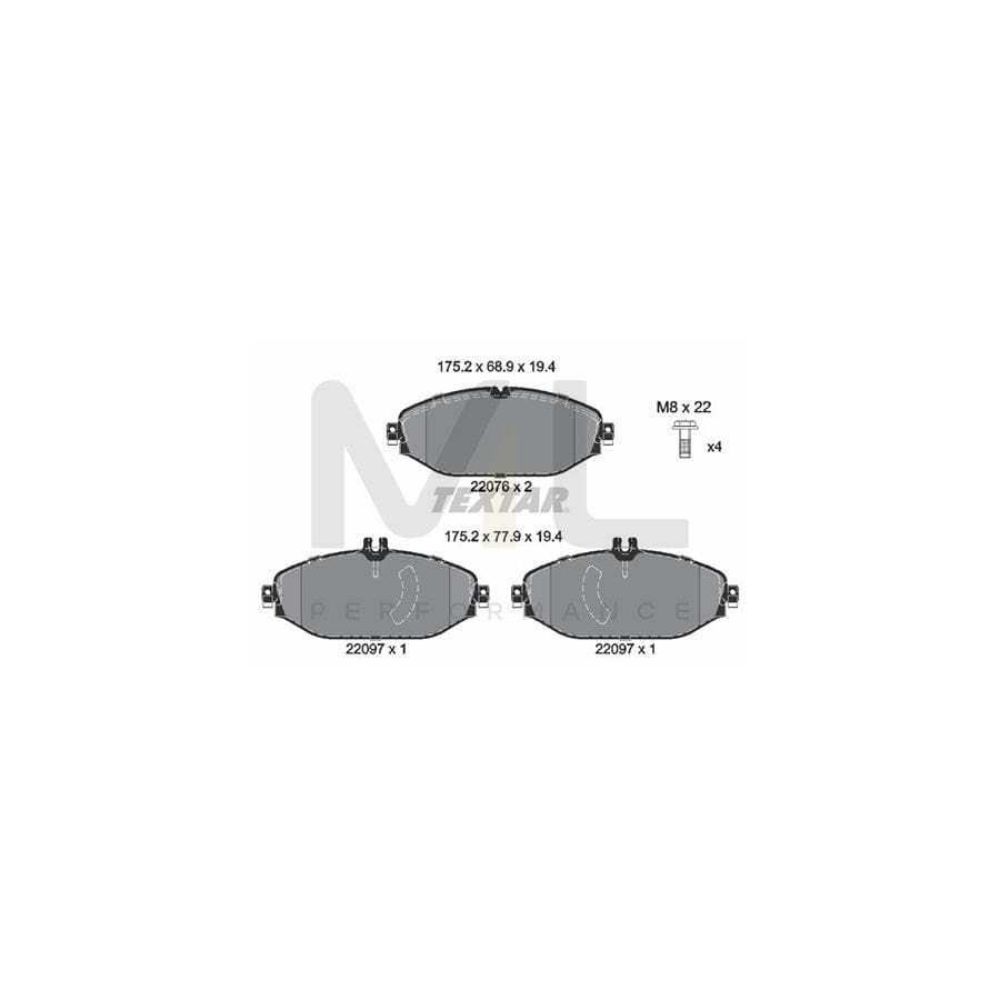 TEXTAR 2207601 Brake pad set prepared for wear indicator, with brake caliper screws | ML Performance Car Parts