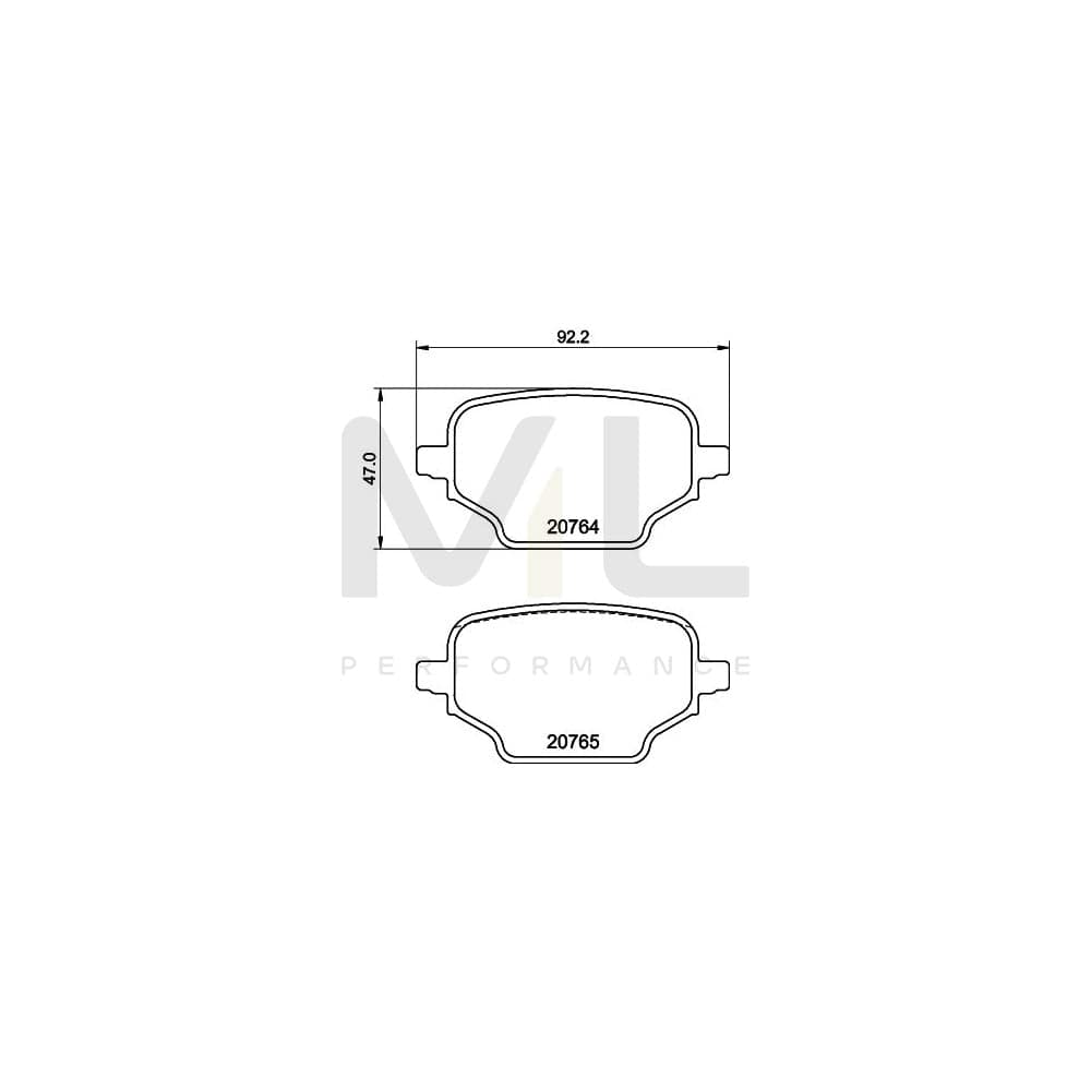 Hella 8DB 355 039-911 Brake Pad Set Not Prepared For Wear Indicator, With Brake Caliper Screws, With Accessories | ML Performance Car Parts