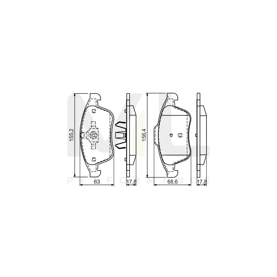 Bosch 0986494556 Brake Pad Set For Renault Latitude With Anti-Squeak Plate, With Piston Clip BP1477 | ML Performance Car Parts