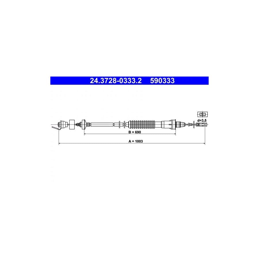 ATE 24.3728-0333.2 Clutch Cable