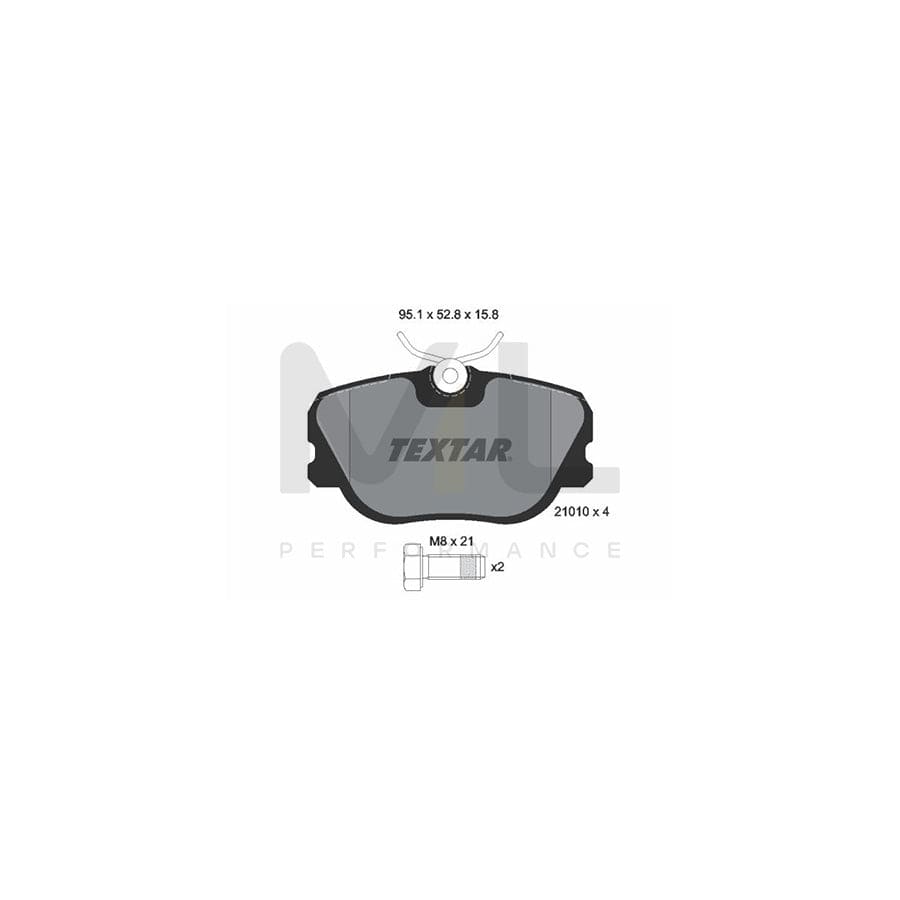 TEXTAR 2101002 Brake pad set not prepared for wear indicator, with brake caliper screws | ML Performance Car Parts