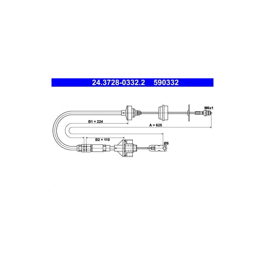 ATE 24.3728-0332.2 Clutch Cable For Citroen Xsara