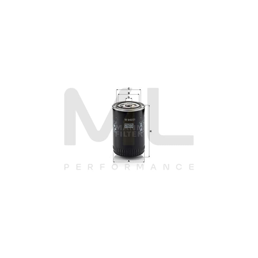 MANN-FILTER W 940/21 Oil Filter Spin-on Filter | ML Performance Car Parts