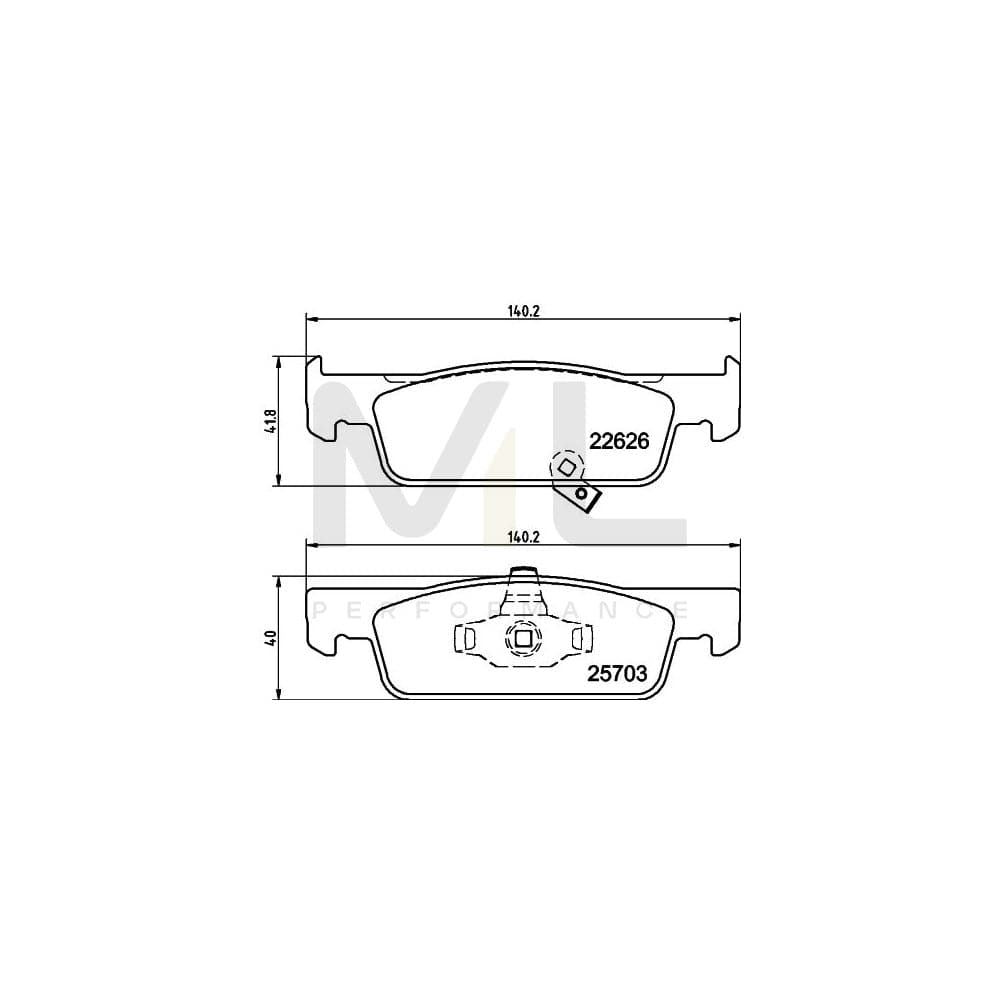 Hella 8DB 355 025-841 Brake Pad Set For Smart Fortwo With Acoustic Wear Warning | ML Performance Car Parts