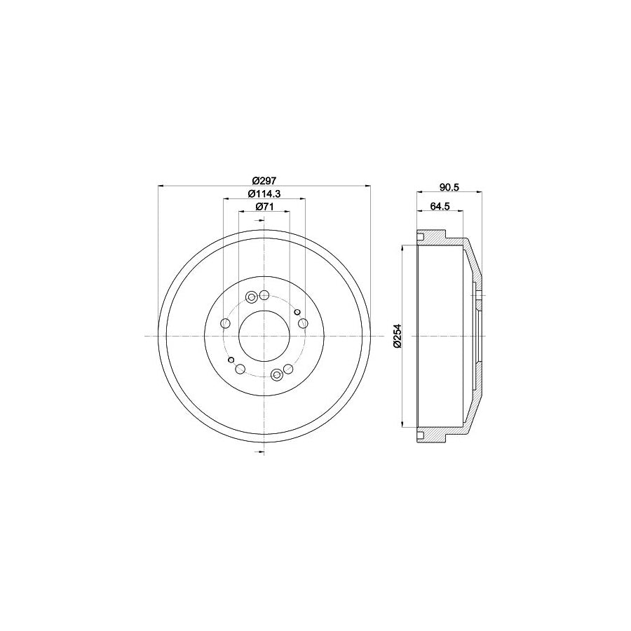 Hella 8DT 355 300-871 Brake Drum For Kia Sedona