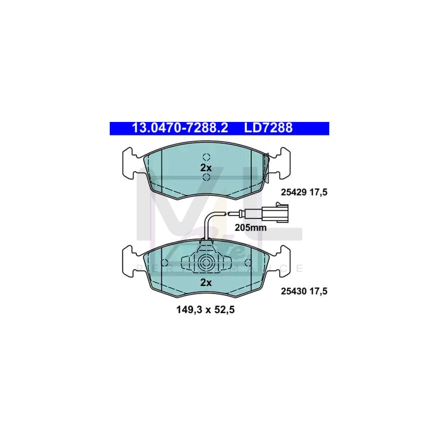 ATE Ceramic 13.0470-7288.2 Brake pad set incl. wear warning contact | ML Performance Car Parts