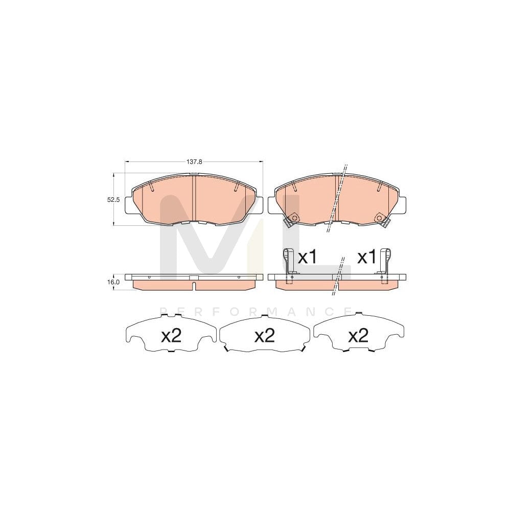 TRW Gdb3609 Brake Pad Set For Honda Civic With Acoustic Wear Warning | ML Performance Car Parts