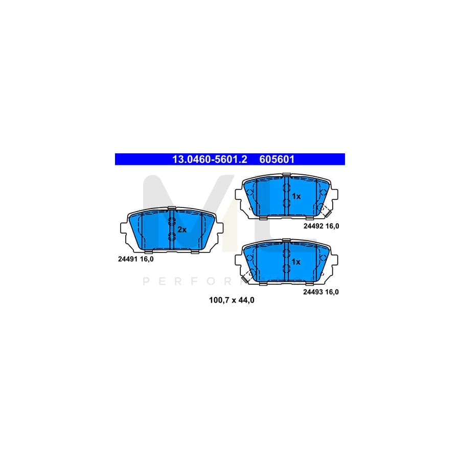 ATE 13.0460-5601.2 Brake pad set for KIA Carens III (UN) with acoustic wear warning | ML Performance Car Parts