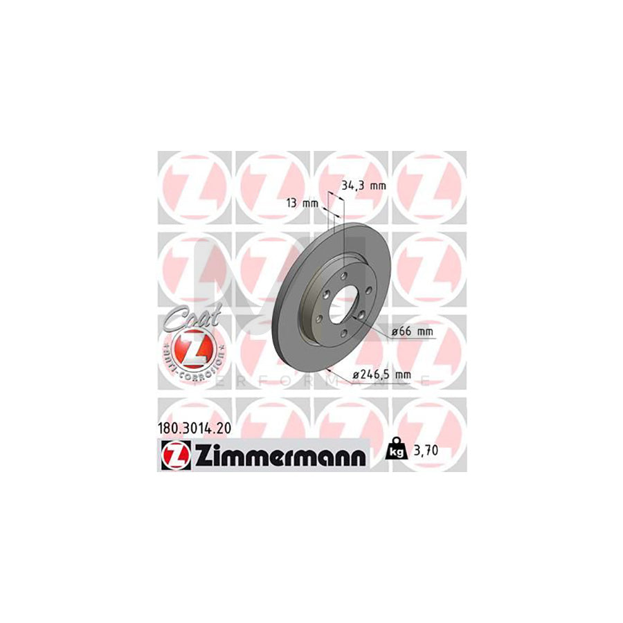 ZIMMERMANN COAT Z 180.3014.20 Brake Disc Solid, Coated | ML Performance Car Parts