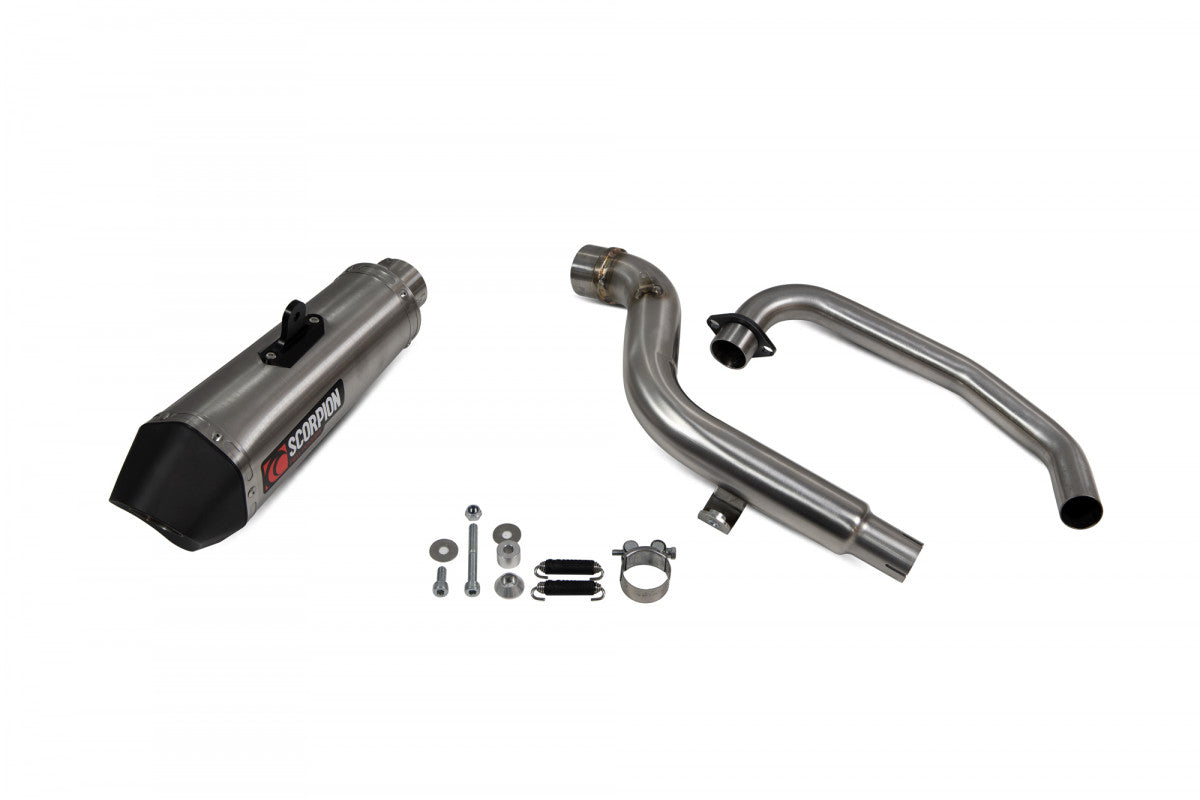 Scorpion RHA182SYSSEO Honda CB125 F Serket Taper Full System - Brushed Stainless Steel Sleeve | ML Performance UK UK