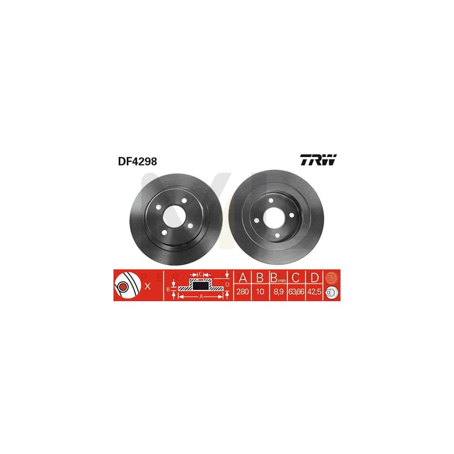 TRW DF4298 Brake Disc for FORD Focus Mk1 Hatchback (DAW, DBW) Solid, Painted | ML Performance Car Parts